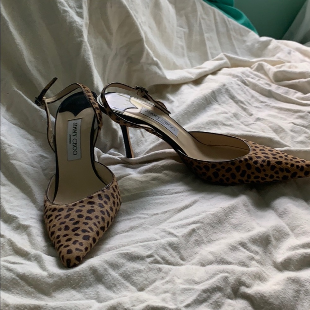 JIMMY CHOO Leopard Print Slingback Heels